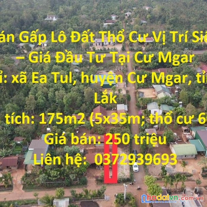 Cần bán gấp lô đất thổ cư vị trí siêu đẹp – giá đầu tư tại cư mgar