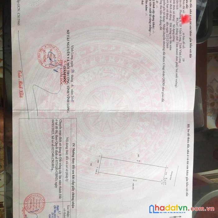 Chính chủ cần bán lô đất full thổ cư khu kim cương, phường 8, tp vĩnh long
