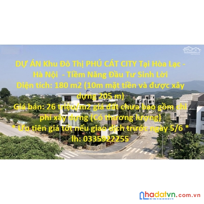 Dự án khu đô thị phú cát city tại hòa lạc - hà nội  - tiềm năng đầu tư sinh lời