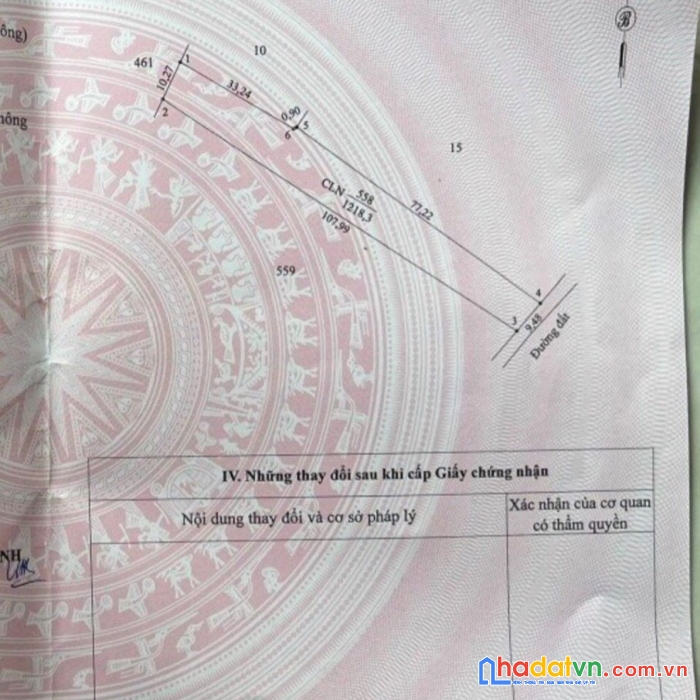 Chính chủ cần tiền gấp bán gấp lô đất thổ cư, đã có sổ 1218,3m2