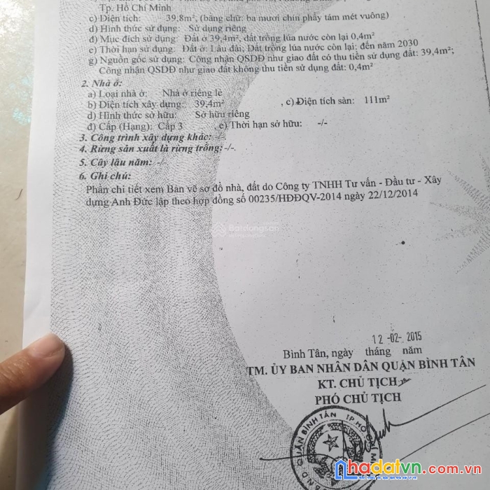 Bán nhà riêng tỉnh lộ 10 quận bình tân, 1 trệt 2 lầu, 39m2, giá 4,5 tỷ còn thương lượng