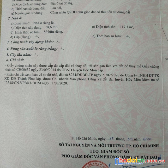 Nhà chính chủ - cần bán nhanh tại huyện hóc môn, tphcm