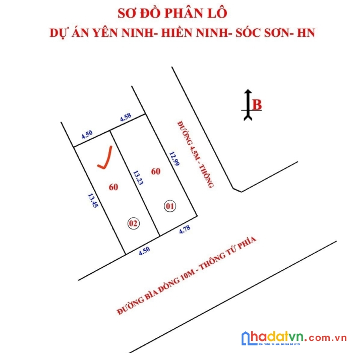 Bìa làng 60m giá chỉ 1x  tại yên ninh-hiền ninh đường 8m