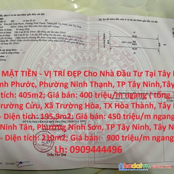 Sở hữu ngay  lô đất mặt tiền - vị trí đẹp cho nhà đầu tư tại tây ninh
