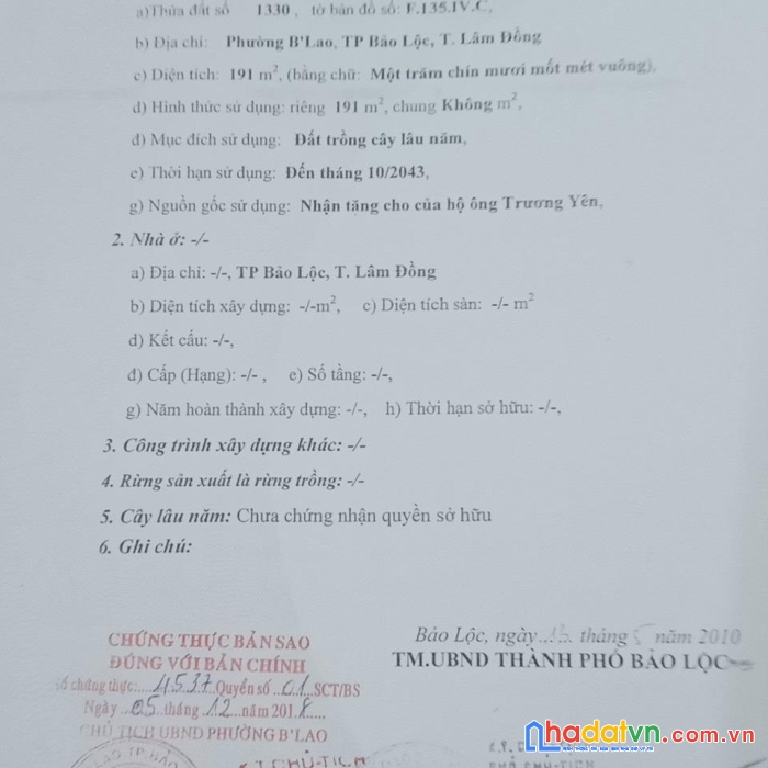 Chính chủ cần bán lô đất đẹp tại 54/19/1 bế văn đàn, p. b'lao, tp bảo lộc, lâm đồng