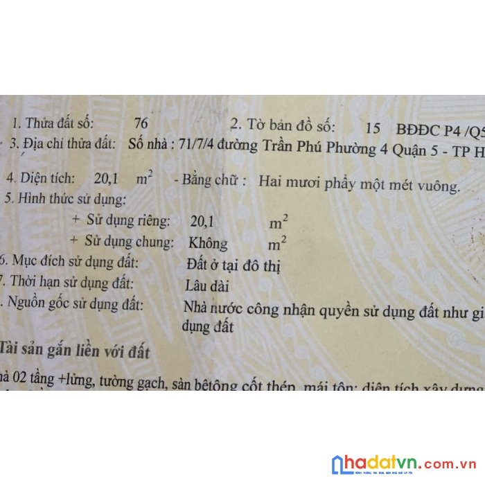Chính chủ bán nhanh căn nhà đẹp tại quận 5 - giá đầu tư
