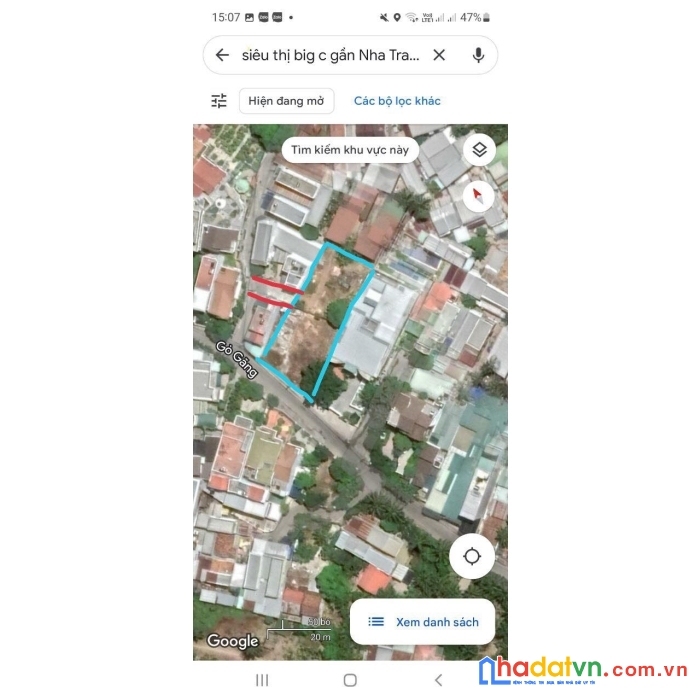 Bán đất mặt tiền gò găng nha trang sau lưng siêu thị go ngang 20m 0985451850