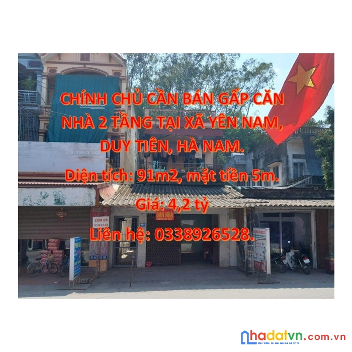 Chính chủ cần bán gấp căn nhà 2 tầng tại xã yên nam, duy tiên, hà nam.