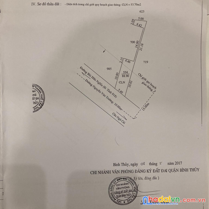 Bán đất mặt tiền đường nguyễn văn trường, p. long tuyền, q. bình thủy