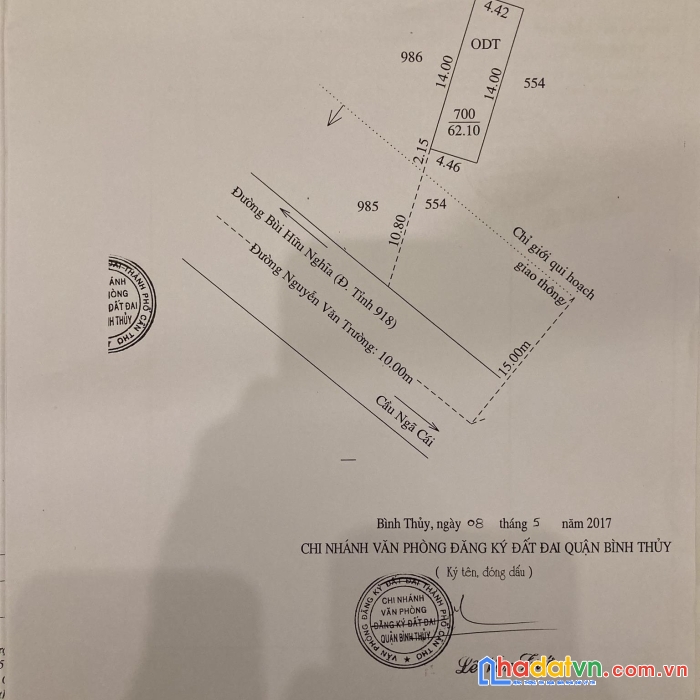 Bán đất mặt tiền đường nguyễn văn trường, p. long tuyền, q. bình thủy