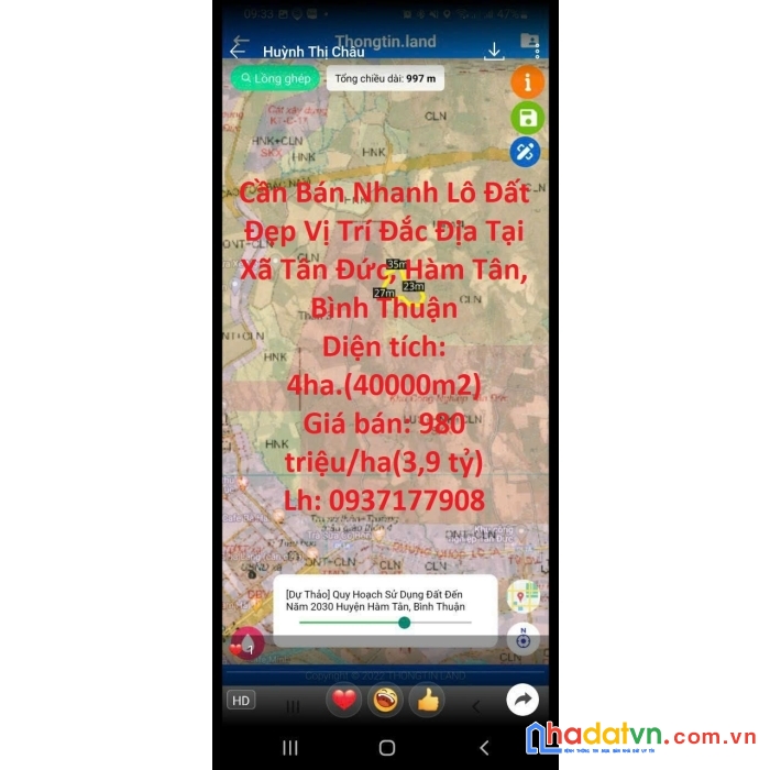 Cần bán nhanh lô đất đẹp vị trí đắc địa tại xã tân đức, hàm tân, bình thuận