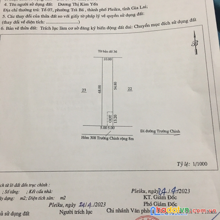 Chính chủ cần bán nhà và đất vị trí đắc địa tại 308 trường chinh , p trà bá tp pleiku, gia lai
