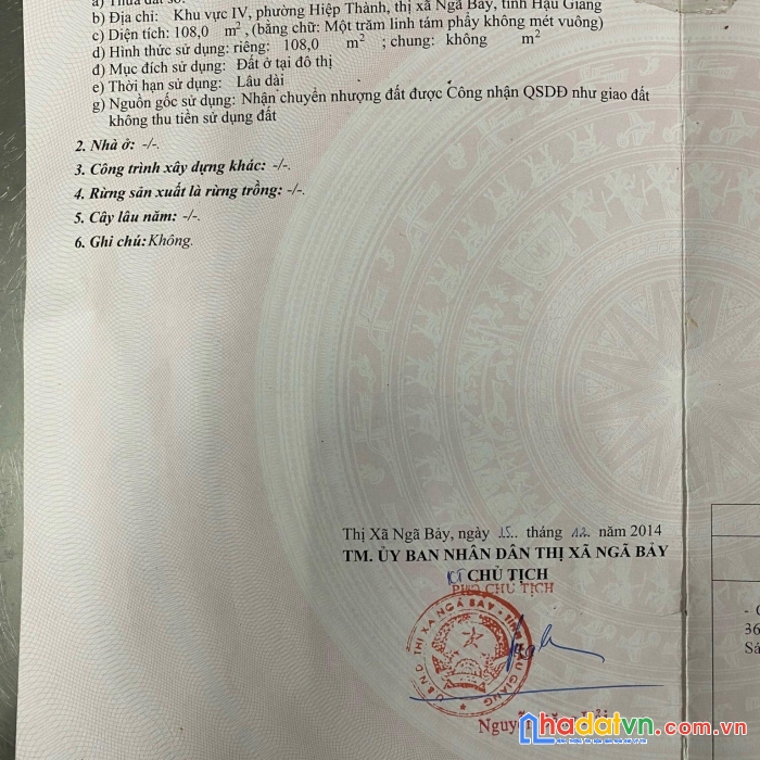 Chính chủ cần bán nhanh lô đất vị trí đẹp tại tp ngã bảy – giá cực mềm