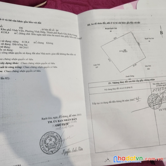 Chính chủ bán lô đất vườn ngay khu quy hoạch mới vị trí đẹp tại tp rạch giá