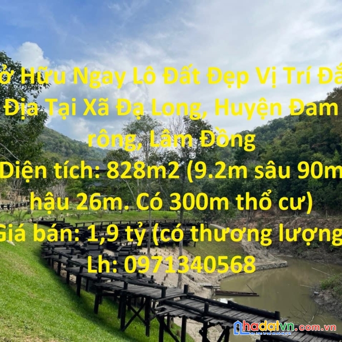 Sở hữu ngay lô đất đẹp vị trí đắc địa tại xã đạ long, huyện đam rông, lâm đồng