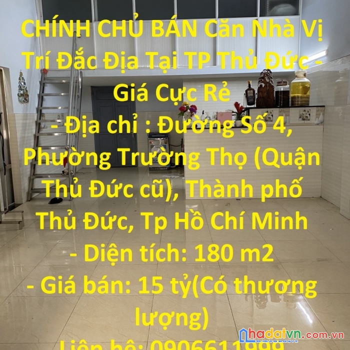 Chính chủ bán căn nhà vị trí đắc địa tại tp thủ đức - giá cực rẻ