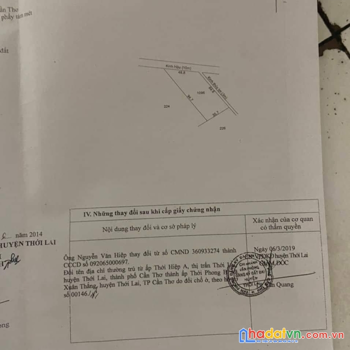 Bán đất đi nước ngoài định cư, chủ kẹt bán gấp,đất cần thơ, diện tích 1096m2- anh khanh 0931339766