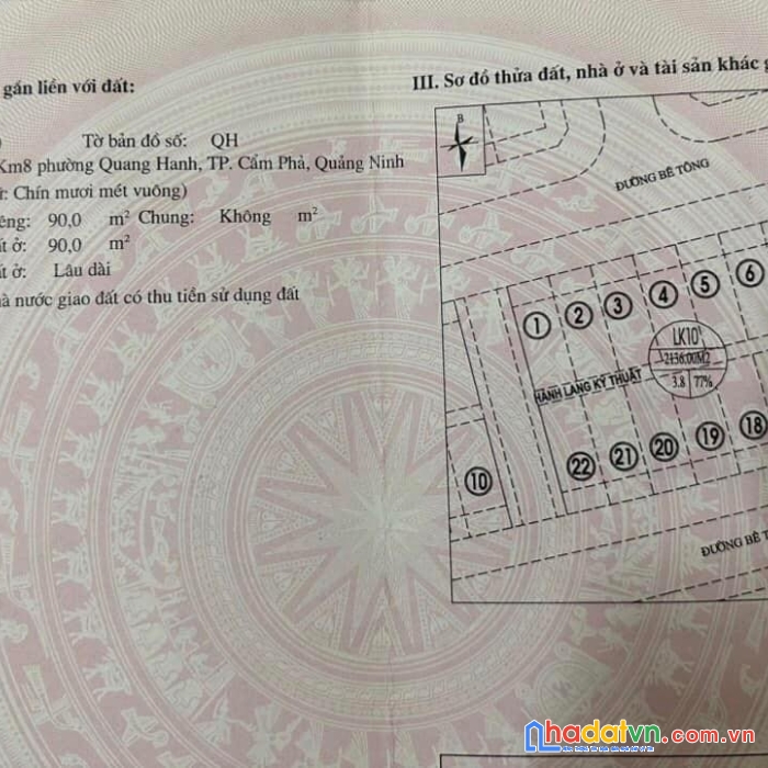 Chính chủ cần bán lô đất dự án tại km8 phường quang hanh cẩm phả quảng ninh