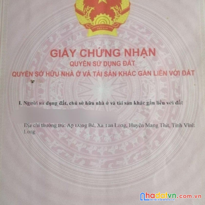 Sở hữu ngay lô đất đẹp vị trí đắc địa tại ấp đồng bé, xã tân long, huyện mang thít, vĩnh long