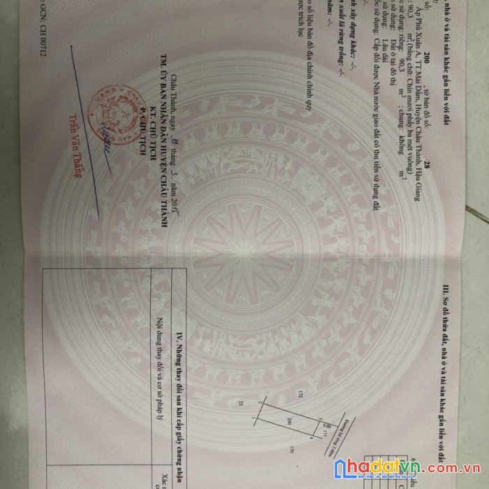Chính chủ bán nền nhà tại thị trấn mái dầm, huyện châu thành, hậu giang - giá cực rẻ