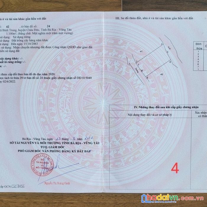 Đất sào bà rịa giá rẻ, đường nhựa, suối ôm đất