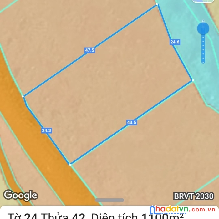 Đất sào bà rịa giá rẻ, đường nhựa, suối ôm đất