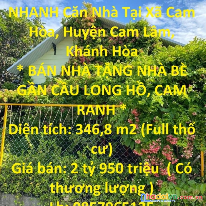 Chính chủ cần bán nhanh căn nhà tại xã cam hòa, huyện cam lâm, khánh hòa