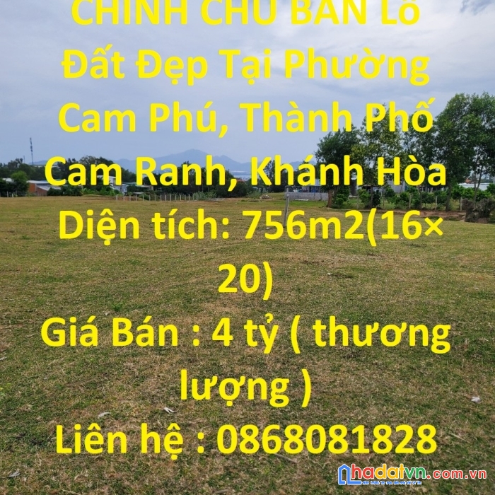 Chính chủ bán lô đất đẹp tại phường cam phú, thành phố cam ranh, khánh hòa