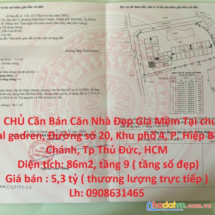 Chính chủ cần bán căn nhà đẹp giá mềm tại tp thủ đức, tphcm
