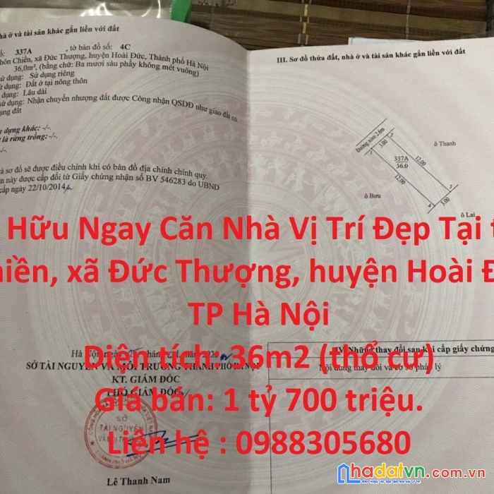 Sở hữu ngay căn nhà vị trí đẹp tại hoài đức, hà nội - giá cực mềm.
