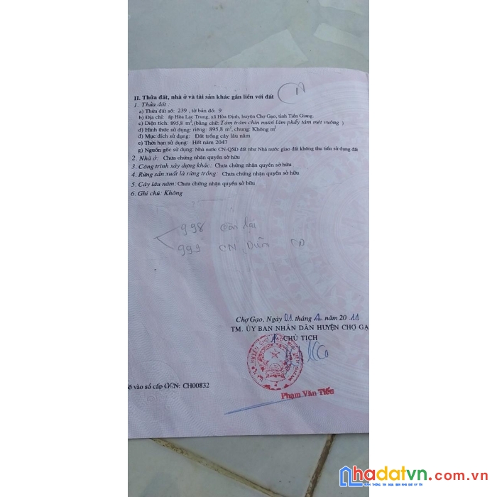 Đầu tư - sinh lời - chính chủ bán gấp đất tặng nhà tại hoà định, chợ gạo