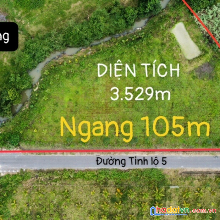 Bán 3529m2 mặt tiền dt5 giáp suối giá chỉ 15tr m ngang ninh sim ninh hòa lh 0985451850