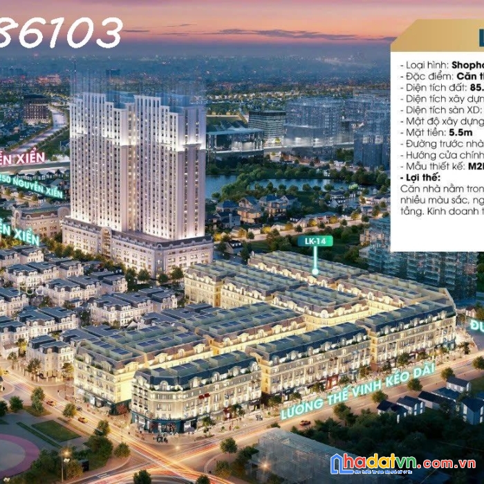 Bán shophouse liền kề 214 nguyễn xiển, thanh xuân, hà nội