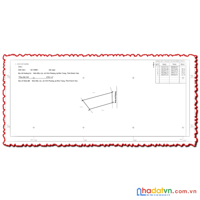 Bán nhanh đất 279m2 ngang 6m giá 300tr ở nha trang