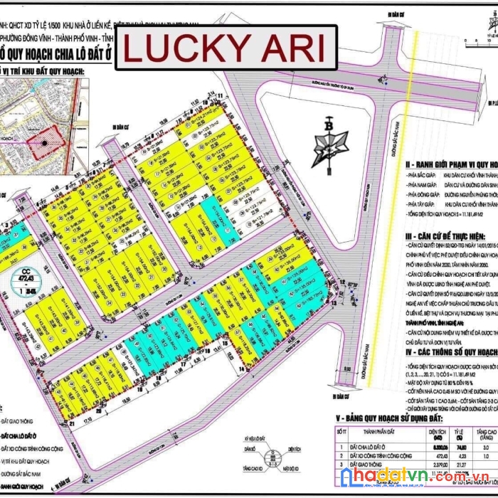 Giảm sâu rẻ nhất khu, lô góc 152m2 trục chính dự án lucky ari - đông vĩnh