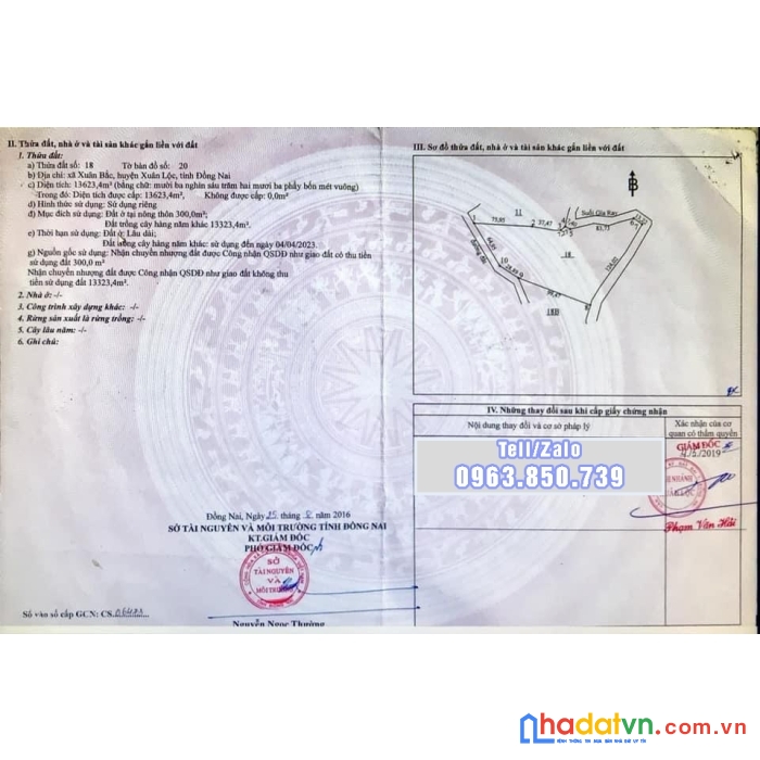 Cần bán 13.623 m² đất vườn cln+ont. đất vườn view suối || xuân lộc - đồng nai.