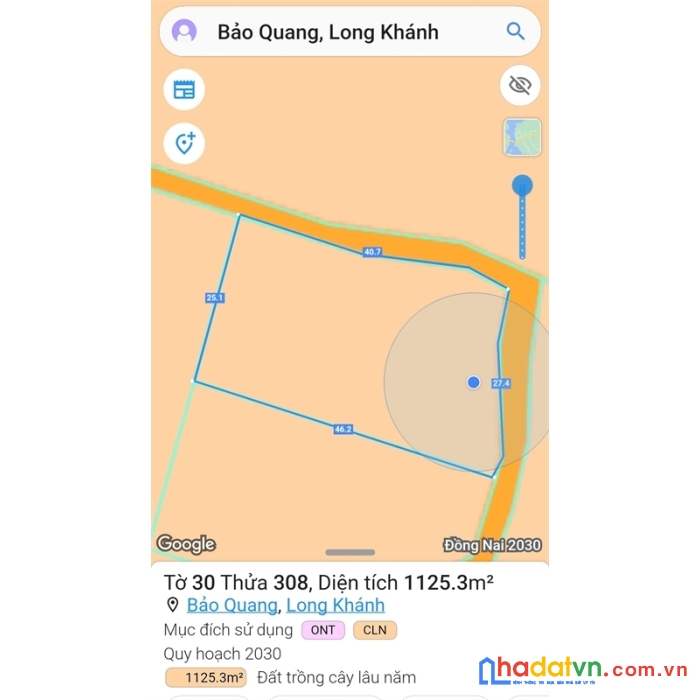 Cần bán đất vườn 2 mặt tiền 27m x40m ||bảo quang- tp long khánh|| giá chỉ 2 tỷ 300.