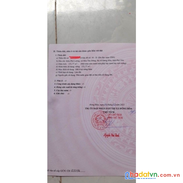 Chính chủ cần bán mảnh đất tại thôn phú lương, thị xã đông hoà, phú yên.