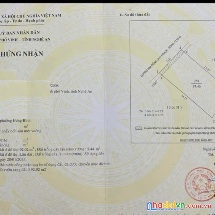Bán 98m2 đất mặt đường kinh doanh kim đồng - tp vinh, có ốt cho thuê