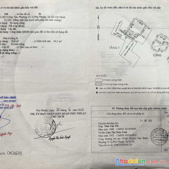 Gửi bán nhà 101/18 duy tân quận phú nhuận