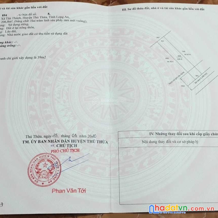 Chủ kẹt tiền bán xả mạnh 1000m2 full thổ cư – thủ thừa long an