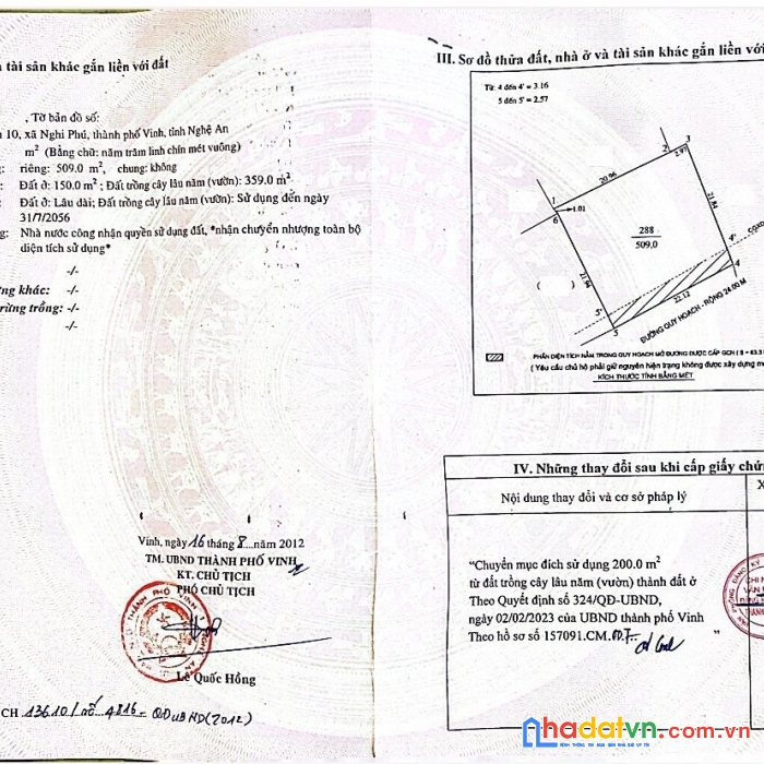 Đất 500m2 sắp quy hoạch đường 24m - xóm 10 nghi phú, tp vinh