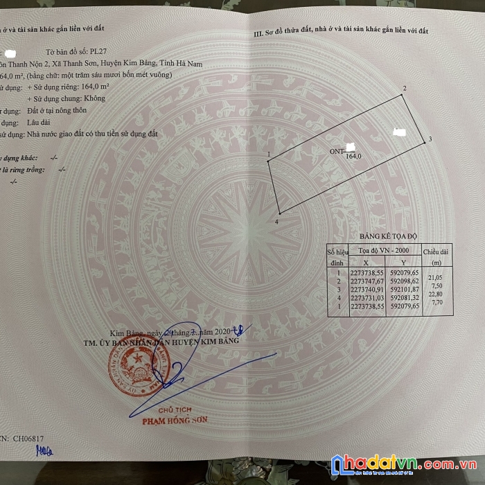 Chính chủ cần bán gấp lô đất siêu đẹp tại khu đấu giá thanh sơn, huyện kim bảng, tỉnh hà nam.