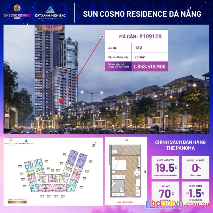 Căn studio [ độc quyền ] tại tầng 9 dự án sun cosmo residence đà nẵng !!!