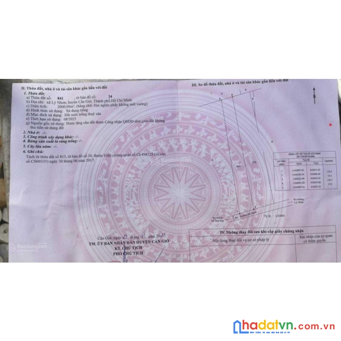 Tôi chính chủ, cần bán lô đất đường xương cá, xã lý nhơn, huyện cần giờ, 2000m2, 4,4 tỷ 0913 858