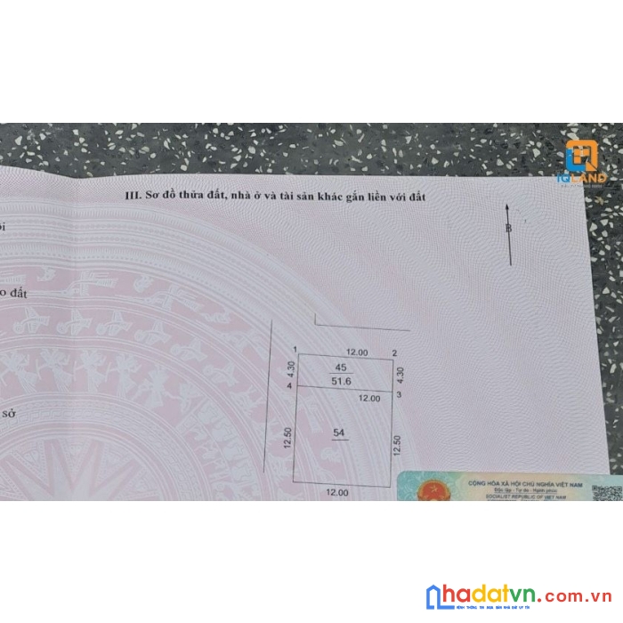 Thanh khoản nhanh 51,6m² đại bằng nguyên khê - đông anh.