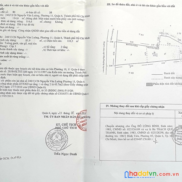 Cần bán nhà 114m2 đường nguyễn văn luông, hẻm 4m giá 10 tỷ
