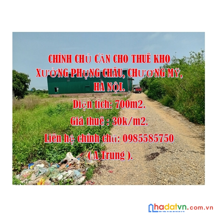 Chính chủ cần cho thuê kho xưởng phụng châu, chương mỹ, hà nội.