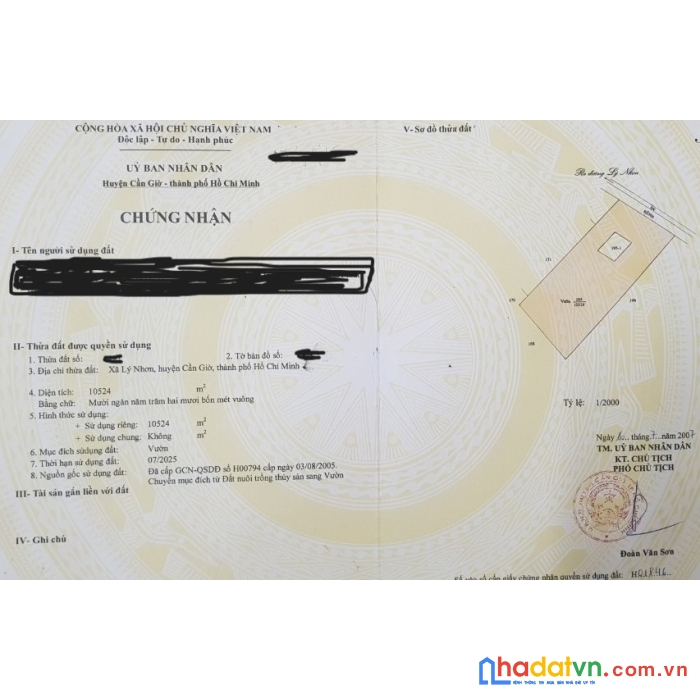 Bán 1,1ha đất gần khu dân cư xã lý nhơn, huyện cần giờ, giá 700k/m2