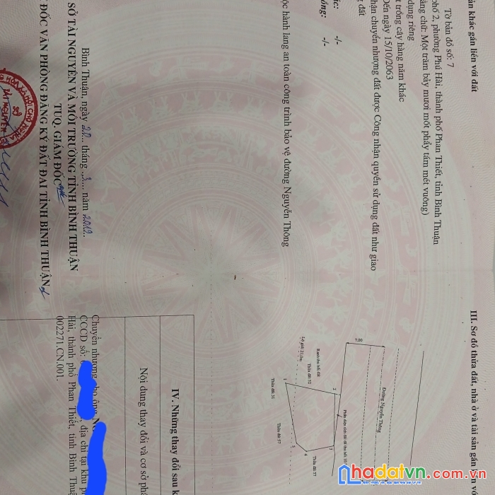 Bán 173m2 mặt tiền đường nguyễn thông, phan thiết